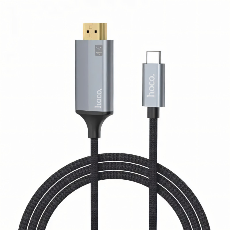 Кабель-переходник HOCO UA13 Type-C на HDMI 4K, Full HD 4K/2K, адаптер 1.8 м из нейлона и алюминия фото - 3