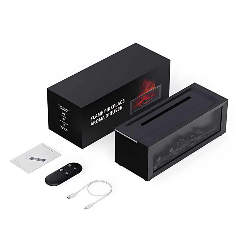 Увлажнитель воздуха-аромадиффузор с эффектом камина MA795, RGB-подсветкой, имитацией пламени, пультом и USB-портом, объем 200 мл фото - 53