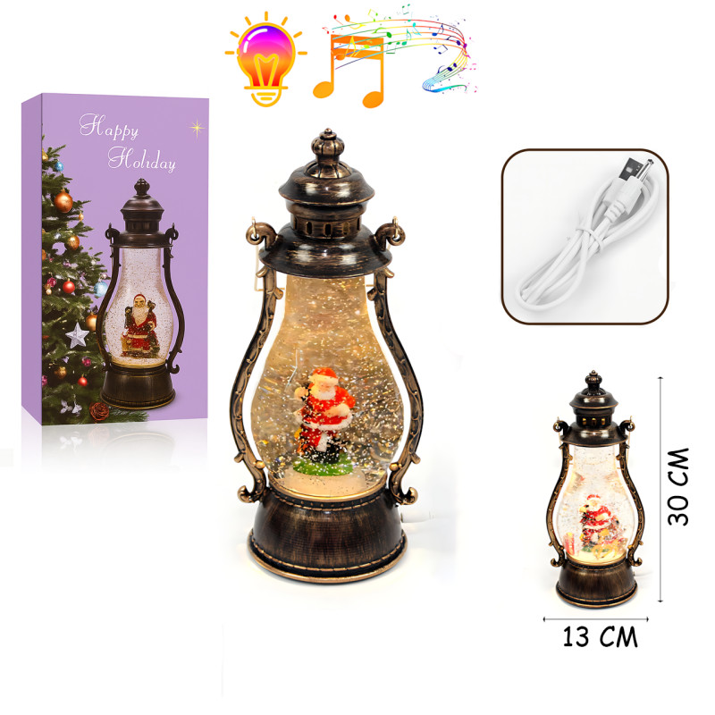 Праздничный музыкальный светильник «Санта в масляной лампе» 812 — LED подсветка, движущаяся фигура, эффект снега, мелодии фото - 21