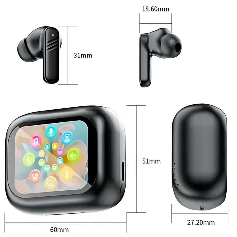 Бездротові навушники LX-10 TWS — Bluetooth 5.4, ANC+ENC, LED-дисплей, 320 мА·год, сенсорне керування фото - 9