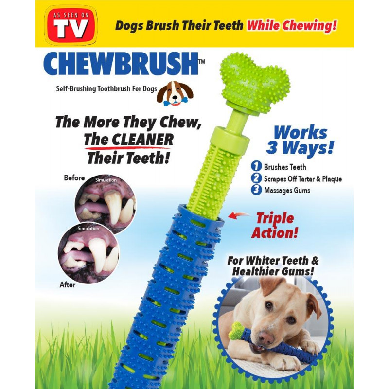 Зубная щетка для собак с секретом CHEWBRUSH, длина 24 см, с массажем десен фото - 0