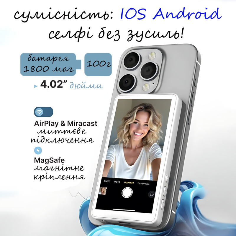 Fotorgear X40 Magnetic Selfie Screen, магнитный OLED-экран с динамиками для задней панели телефона для селфи фото - 3