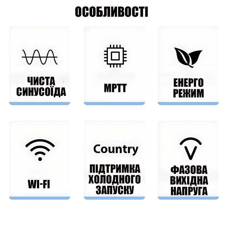 Гібридний інвертор YAKI YSY-6200, 6200 Вт, 48 В, 1 фаза, струм заряджання до 120 А, імпульс 12400 Вт, чистий синус фото - 7