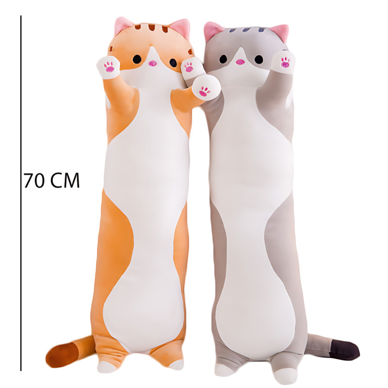 Игрушка подушка Кот Батон, плюшевая антистресс обнимашка DOLL 1498 на молнии, серый/рыжий фото - 10