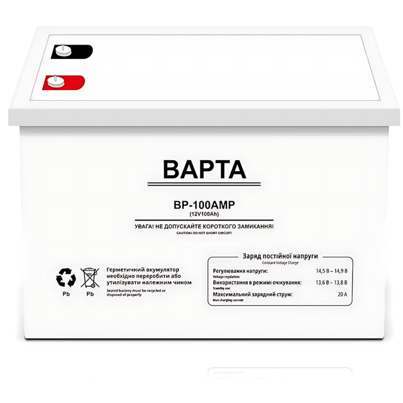 Гелевий акумулятор BAPTA BP-100AMP 12 В 100 А·год — 22,5 кг, M8, 1800 циклів фото - 2