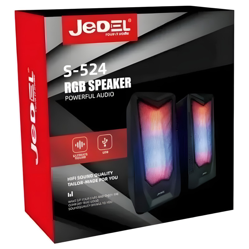 Колонки для комп'ютера та ноутбука JEDEL S524 RGB 2.0, З RGB-підсвіткою, 6 вт фото - 5