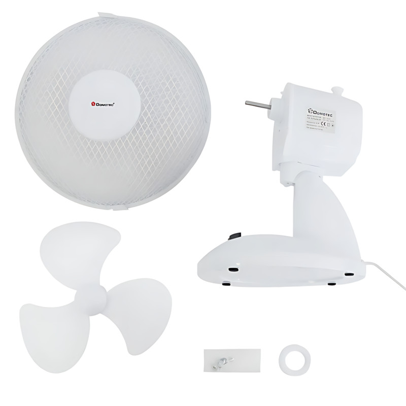 Настільний вентилятор Domotec MS-1624 Fan 9", 25 Вт, 2 швидкості, поворот і нахил, знімна решітка, білий фото - 7