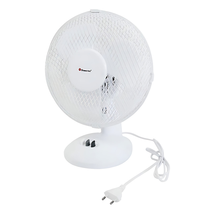 Настільний вентилятор Domotec MS-1624 Fan 9", 25 Вт, 2 швидкості, поворот і нахил, знімна решітка, білий фото - 2