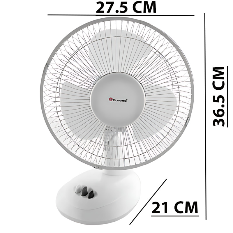Настільний вентилятор Domotec MS-1624 Fan 9", 25 Вт, 2 швидкості, поворот і нахил, знімна решітка, білий фото - 6