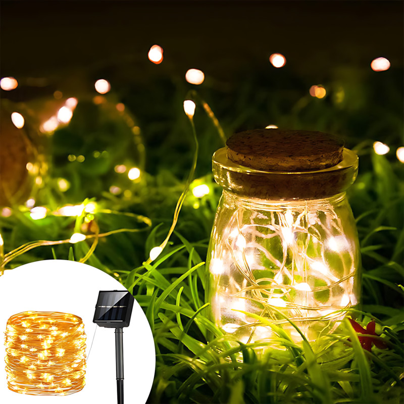 Уличная LED гирлянда Капля росы SFK-14 с солнечной панелью, теплый цвет, 10 м, 100LED фото - 9