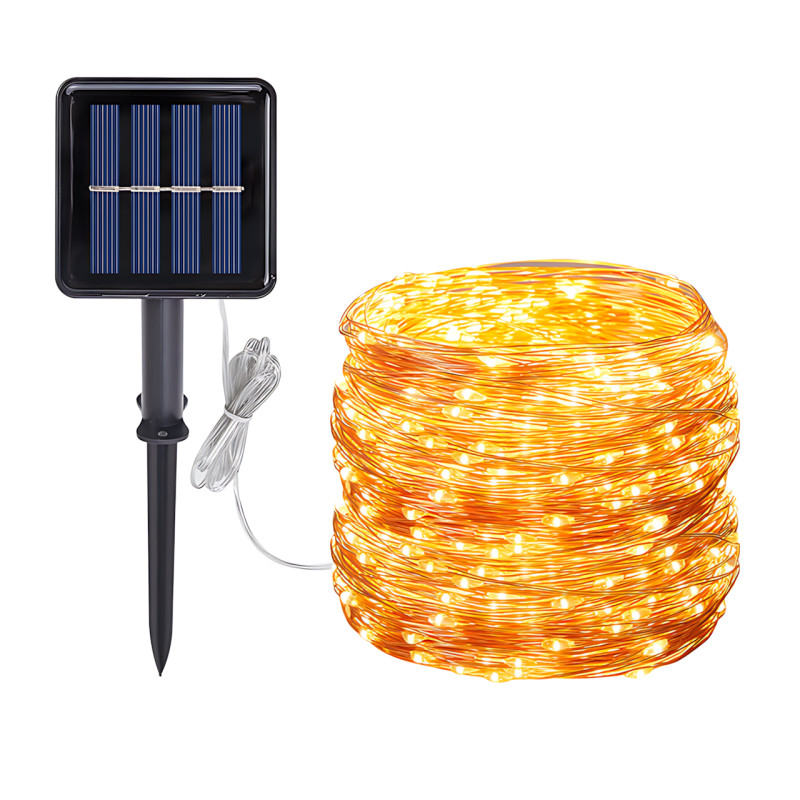 Уличная LED гирлянда Капля росы SFK-14 с солнечной панелью, теплый цвет, 10 м, 100LED фото - 2