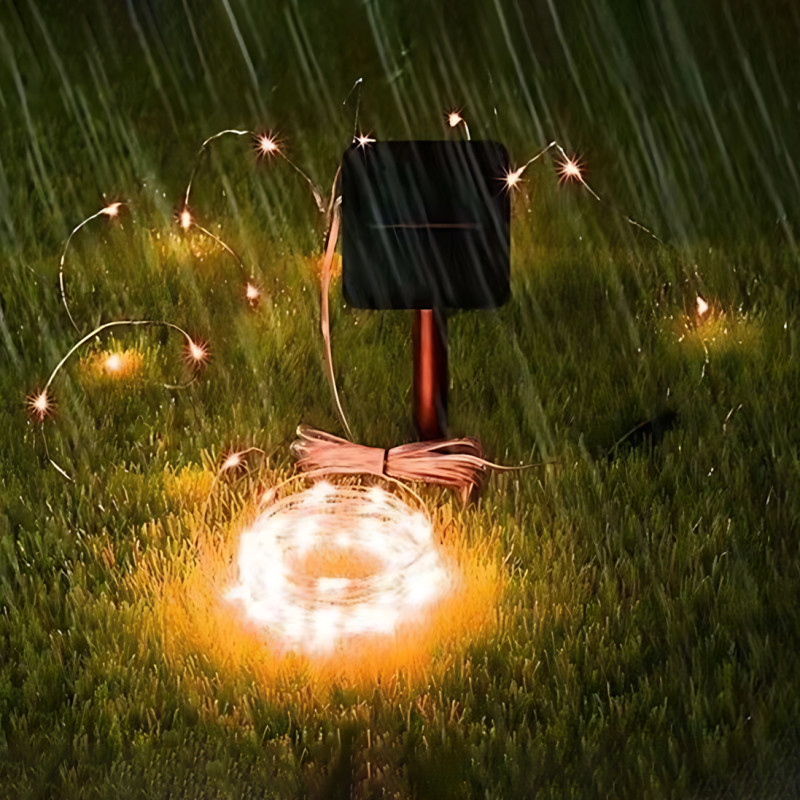Уличная LED гирлянда Капля росы SFK-14 с солнечной панелью, теплый цвет, 10 м, 100LED фото - 7