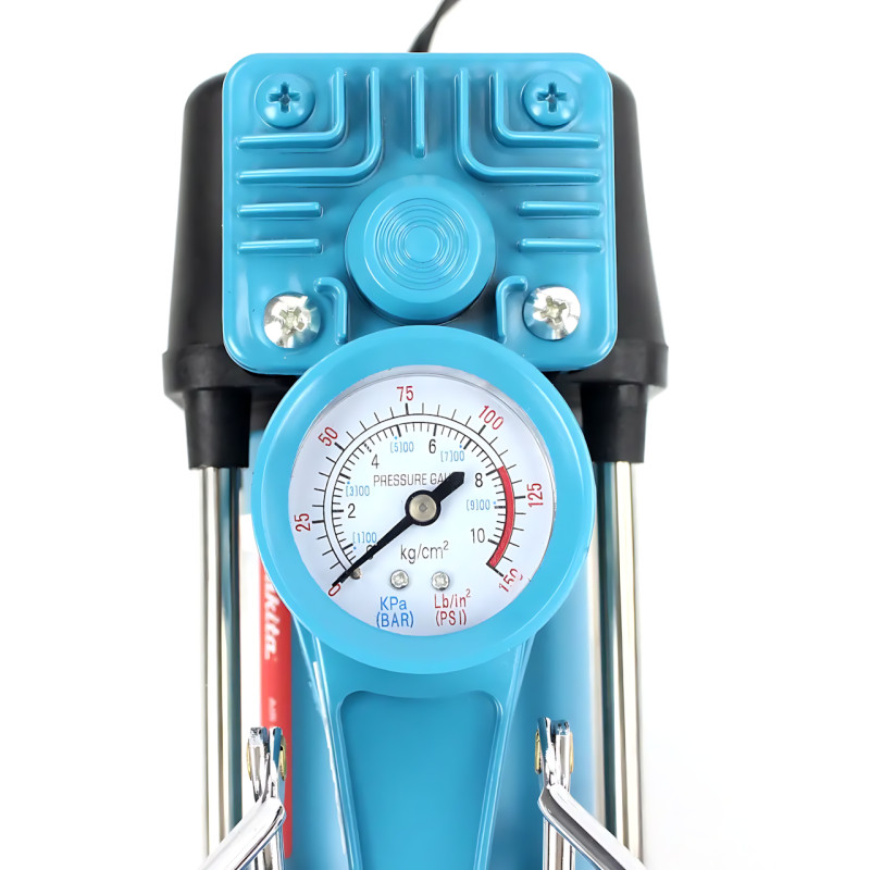 Автомобільний акумуляторний компресор MA666, 10 барів, з манометром, вбудований акумулятор, портативний насос для шин, синій фото - 20