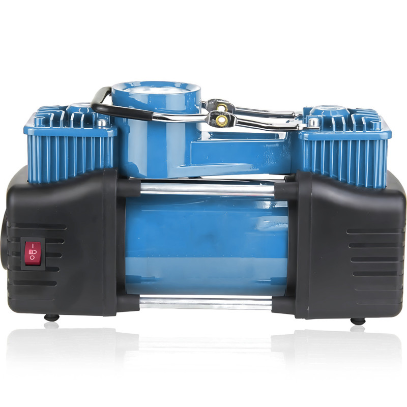 Автомобільний акумуляторний компресор MA666, 10 барів, з манометром, вбудований акумулятор, портативний насос для шин, синій фото - 4