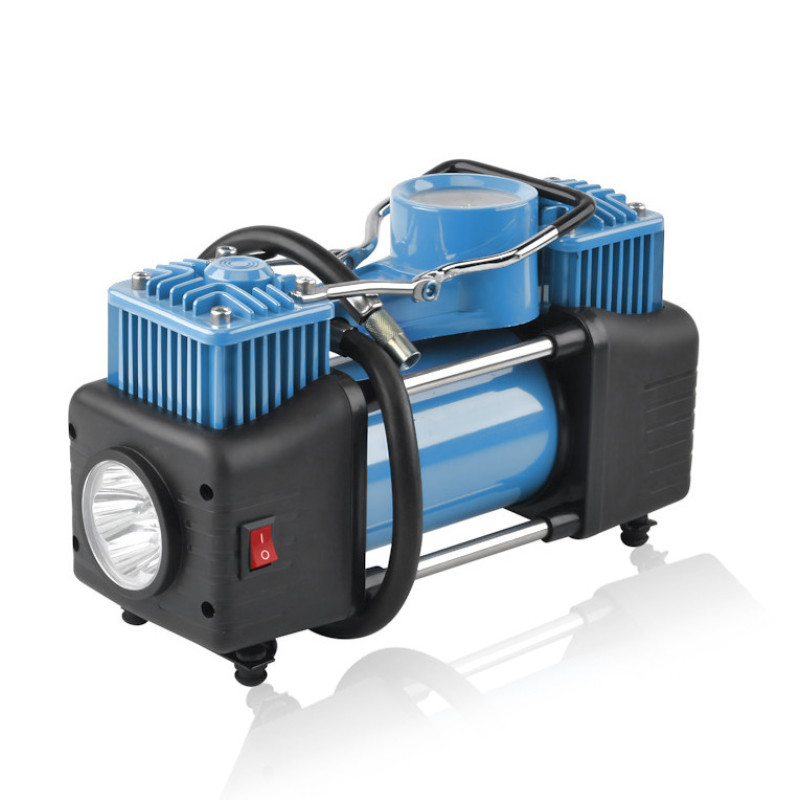 Автомобільний акумуляторний компресор MA666, 10 барів, з манометром, вбудований акумулятор, портативний насос для шин, синій фото - 2