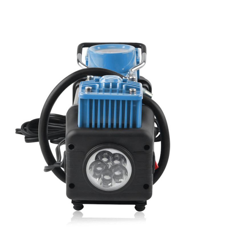 Автомобільний акумуляторний компресор MA666, 10 барів, з манометром, вбудований акумулятор, портативний насос для шин, синій фото - 13