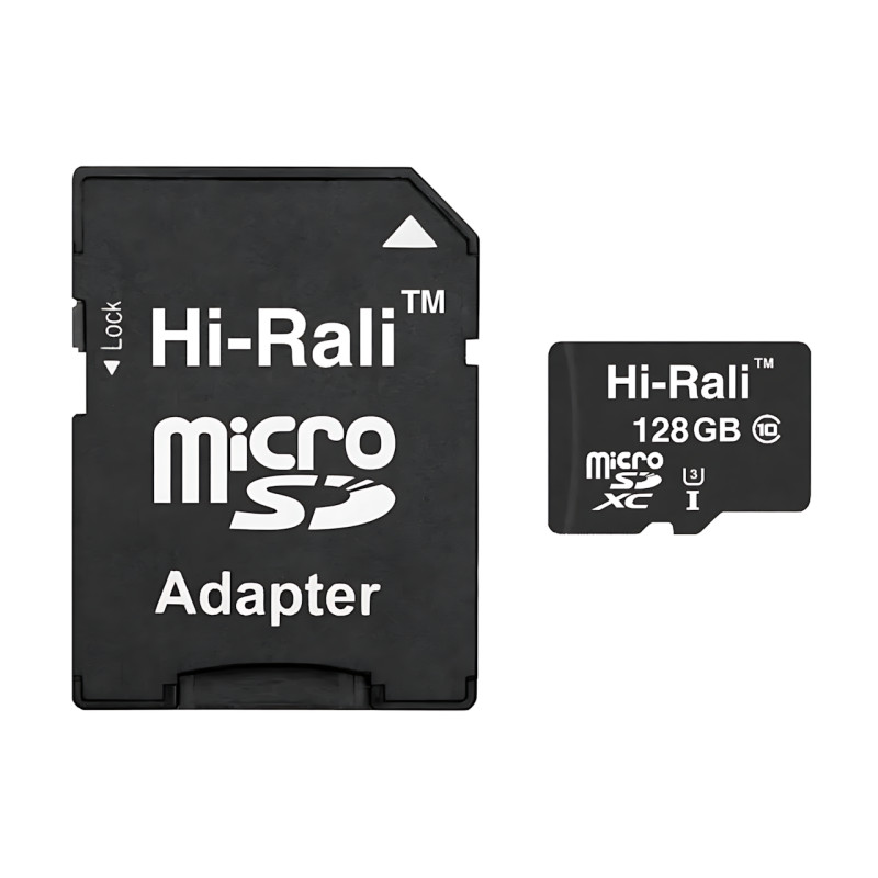 Картка пам'яті Hi-Rali MicroSDXC & Adapter, інтерфейс UHS-3, швидкість Class 10, об'єм 128Gb, Black фото - 3
