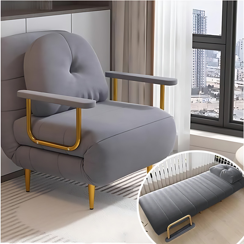 Крісло-ліжко розкладне 3-в-1 DR-80, софа, шезлонг із металевим каркасом, тканиною антикіготь, подушкою, підлокітниками, сірий фото - 10