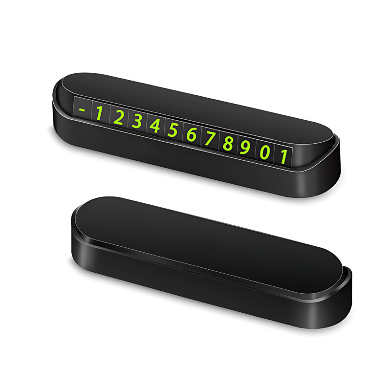 Автовізитка з номером телефона на торпеду ART-0639, магнітна паркувальна табличка, що приховується, кріплення на скотч, чорна фото - 2