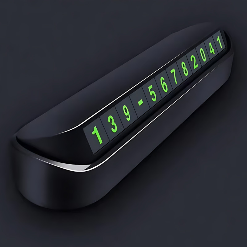 Автовізитка з номером телефона на торпеду ART-0639, магнітна паркувальна табличка, що приховується, кріплення на скотч, чорна фото - 8