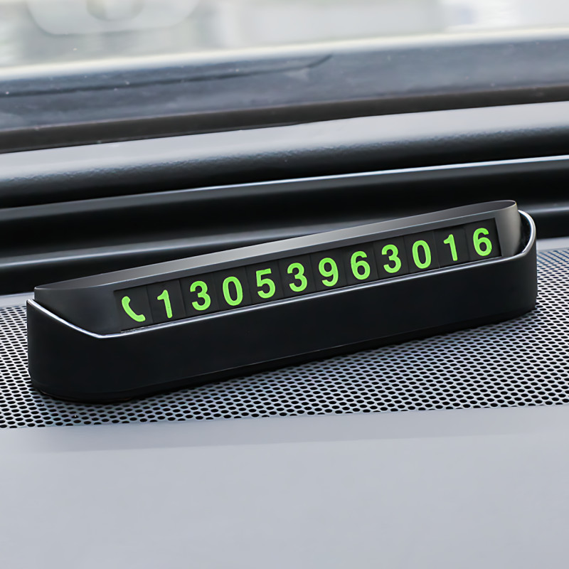 Автовізитка з номером телефона на торпеду ART-0639, магнітна паркувальна табличка, що приховується, кріплення на скотч, чорна фото - 7