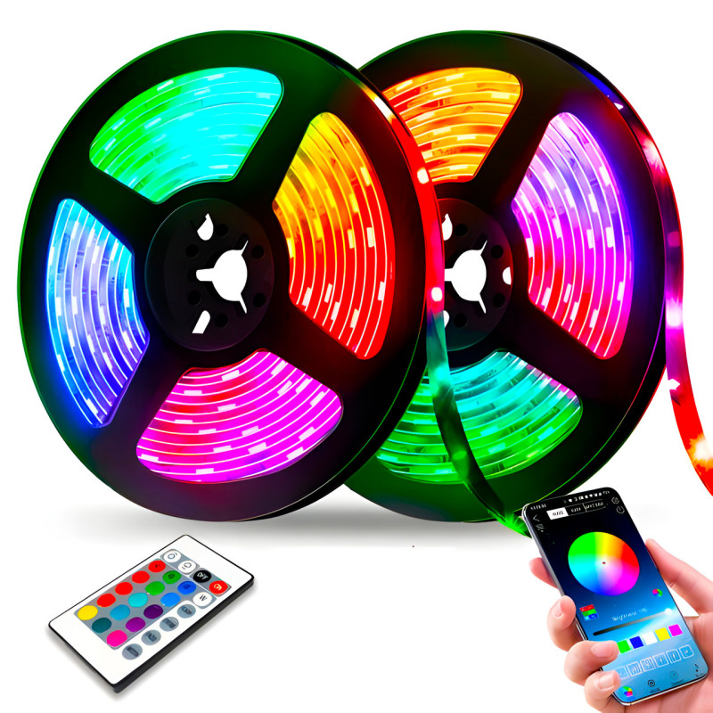 Світлодіодна стрічка LED RGB USB APP SF-20, самоклейні, 5 м, з пультом ДК, на 300 діодів фото - 2
