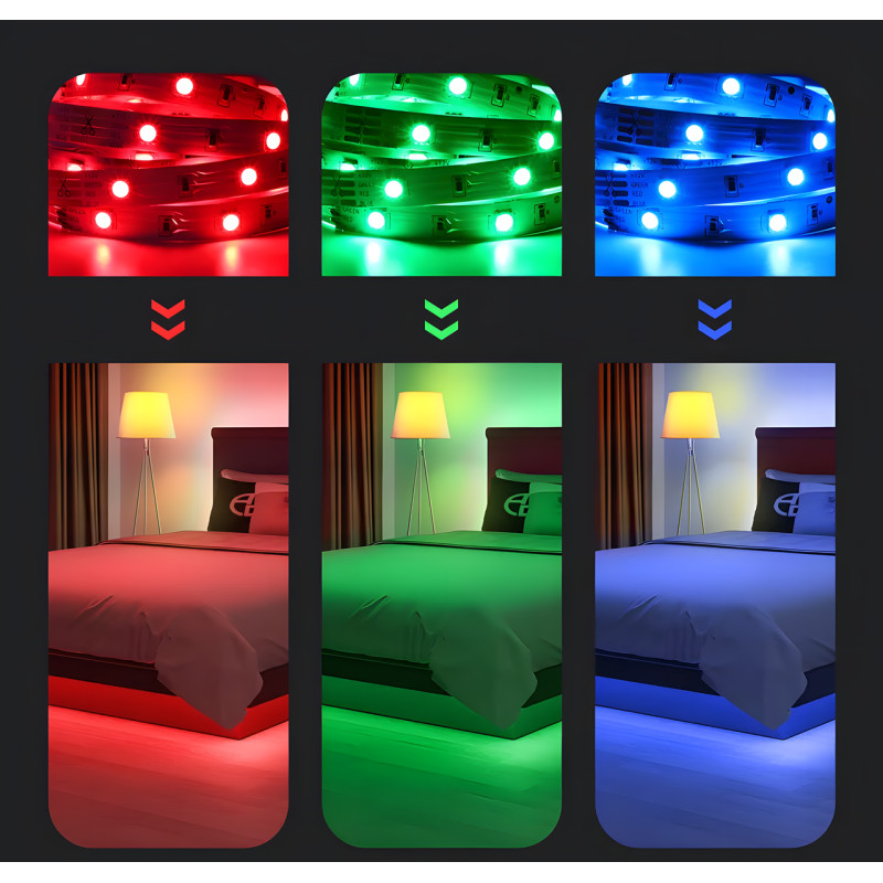 Світлодіодна стрічка LED RGB USB APP SF-20, самоклейні, 5 м, з пультом ДК, на 300 діодів фото - 6