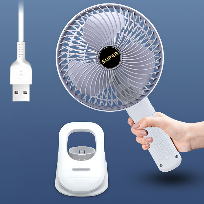 Вентилятор Mini USB Fan XL-1293 проводной, с прищепкой, бесщёточный мотор, 3 скорости, поворот 120°, белый