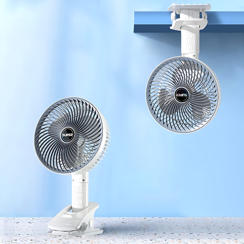 Вентилятор Mini USB Fan XL-1293 проводной, с прищепкой, бесщёточный мотор, 3 скорости, поворот 120°, белый фото - 7