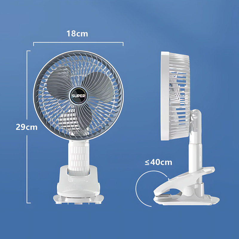 Вентилятор Mini USB Fan XL-1293 проводной, с прищепкой, бесщёточный мотор, 3 скорости, поворот 120°, белый фото - 9