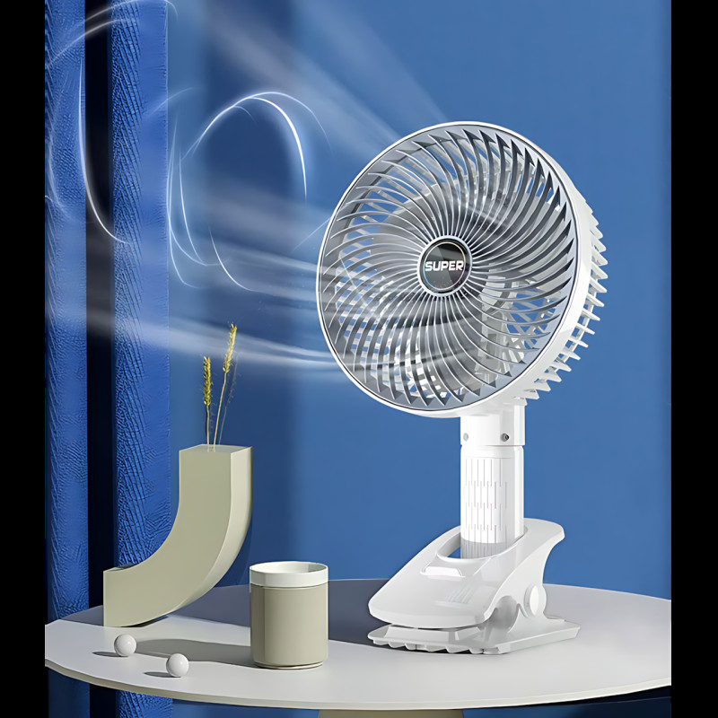 Вентилятор Mini USB Fan XL-1293 проводной, с прищепкой, бесщёточный мотор, 3 скорости, поворот 120°, белый фото - 8