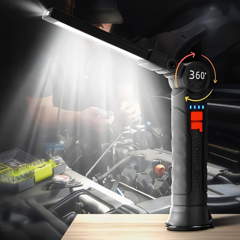Фонарик на магните BL G61. Прорезиненный корпус, с крючком. USB-зарядка. Поворот 360° и 4 режима работы фото - 6