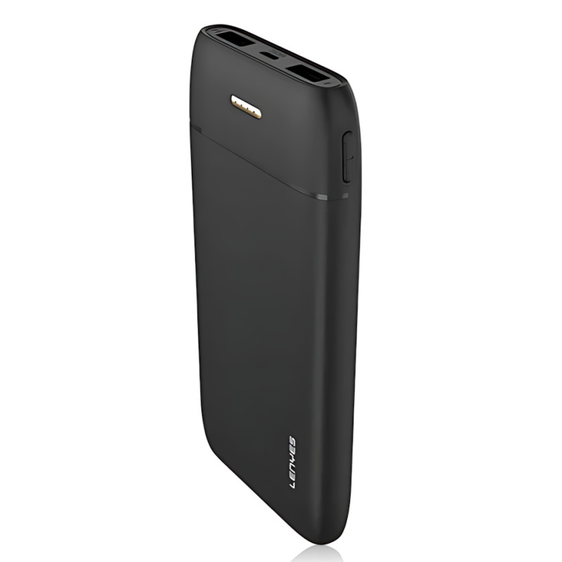 Повербанк Lenyes PX167 10000 mAh, внешний аккумулятор, 2 USB, 5V/2.1A, LED-индикатор, Li-Ion аккумулятор, черный фото - 2