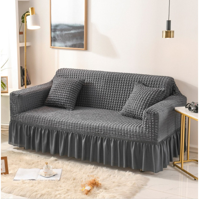Натяжной чехол на диван Hommy Turkey, универсальный размер, разные цвета серый