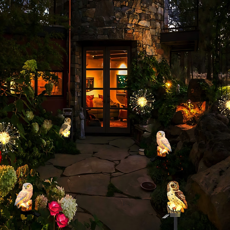 Садовая фигурка-светильник на солнечной батарее «Сова», газонный уличный декор, автономная подсветка, влагозащита, 15 см фото - 9