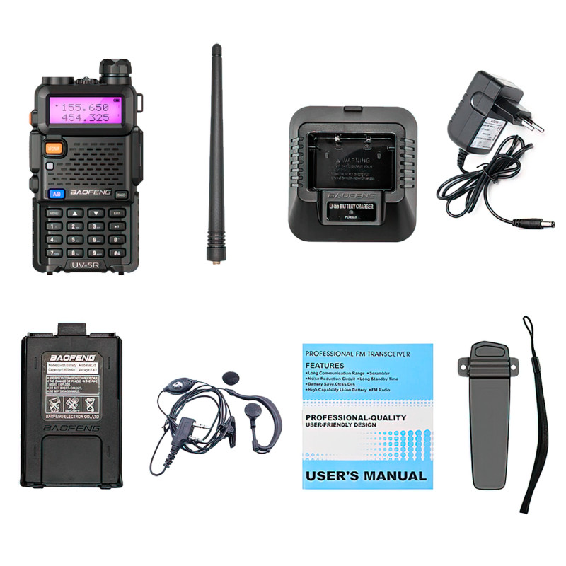 Радиостанция Baofeng UV-5R с радиусом до 18 км,  VHF/UHF, 1800 мА/ч фото - 8