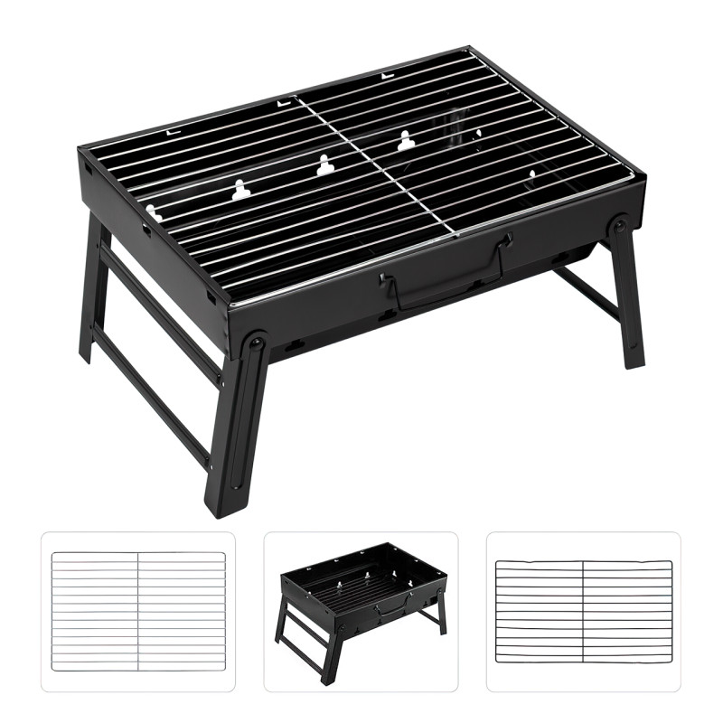 Складаний BBQ-гриль Mensory Grill Portable, 35 см довжина, неіржавка сталь, чорний фото - 2