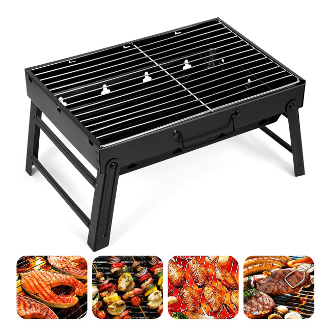 Складаний BBQ-гриль Mensory Grill Portable, 35 см довжина, неіржавка сталь, чорний