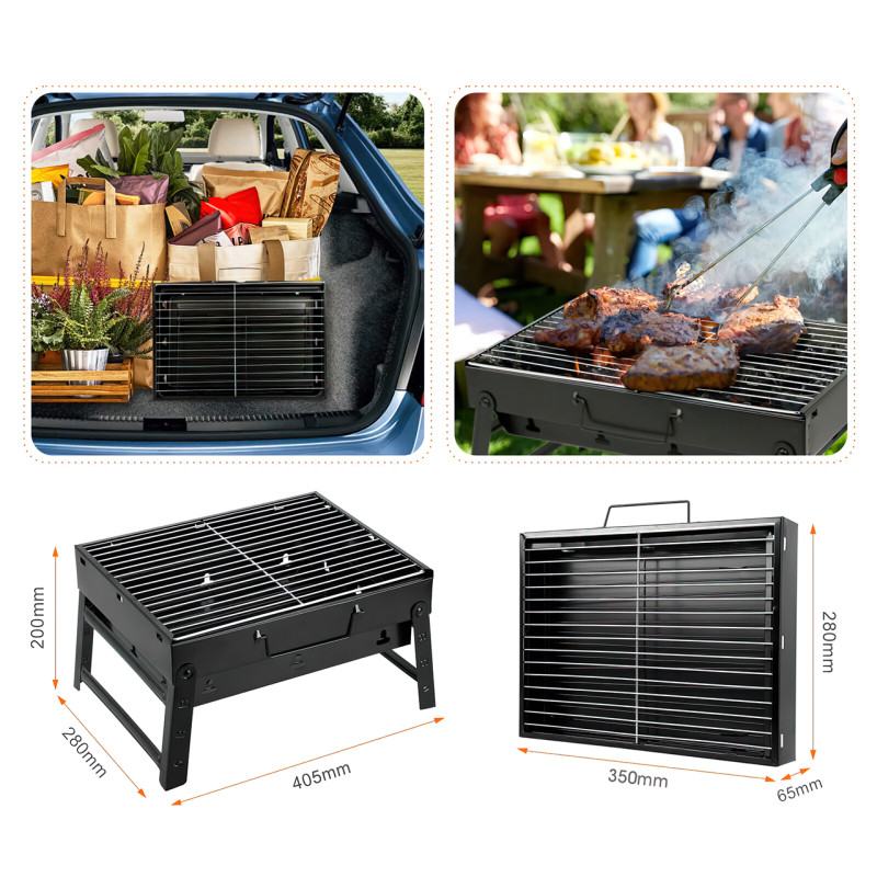 Складаний BBQ-гриль Mensory Grill Portable, 35 см довжина, неіржавка сталь, чорний фото - 6