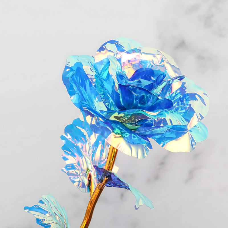 Ночник &laquo;Вечная роза&raquo; AT-02MG в стеклянной колбе, голубая, 18 см, LED-подсветка, декоративные лепестки в основании, от батареек AAA фото - 4