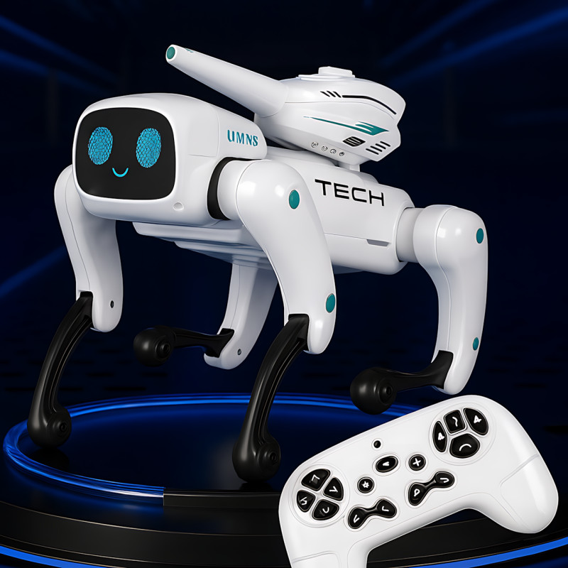 Інтерактивний робот-собака Mech Guardian QF660-2 з RC-пультом, застосунком, музикою, підсвіткою, кульками, рухами, акумулятором фото - 8