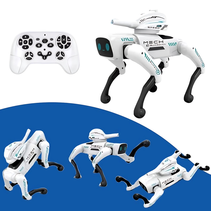 Інтерактивний робот-собака Mech Guardian QF660-2 з RC-пультом, застосунком, музикою, підсвіткою, кульками, рухами, акумулятором фото - 5