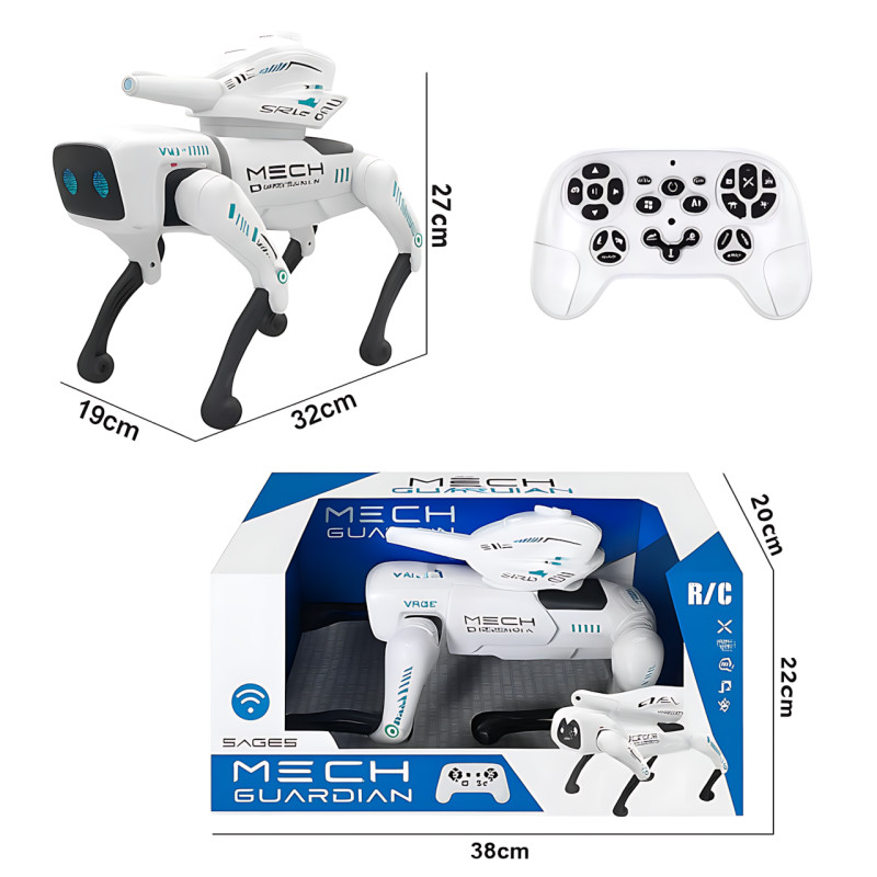 Інтерактивний робот-собака Mech Guardian QF660-2 з RC-пультом, застосунком, музикою, підсвіткою, кульками, рухами, акумулятором фото - 10