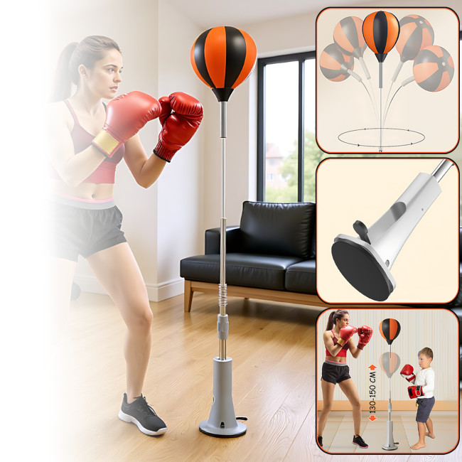 Підлогова боксерська груша з присоскою UFT Boxing Reflex, оболонковий мішок зі швидким відскоком 360&deg;, регульована висота 130-150