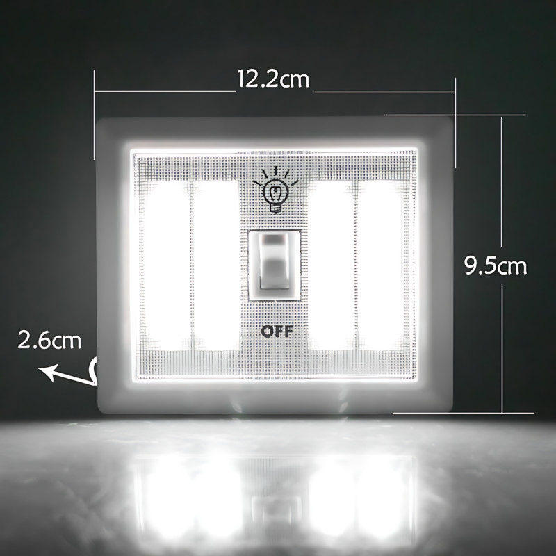 Светильник беспроводной Light Switch HY-604 с тумблером, COB LED, магнитное крепление, 9 Вт, на батарейках AAA, переносной, белый фото - 10