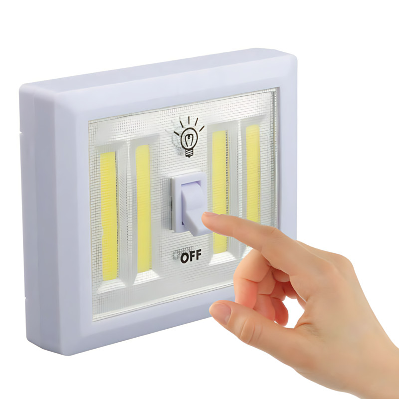 Светильник беспроводной Light Switch HY-604 с тумблером, COB LED, магнитное крепление, 9 Вт, на батарейках AAA, переносной, белый фото - 6