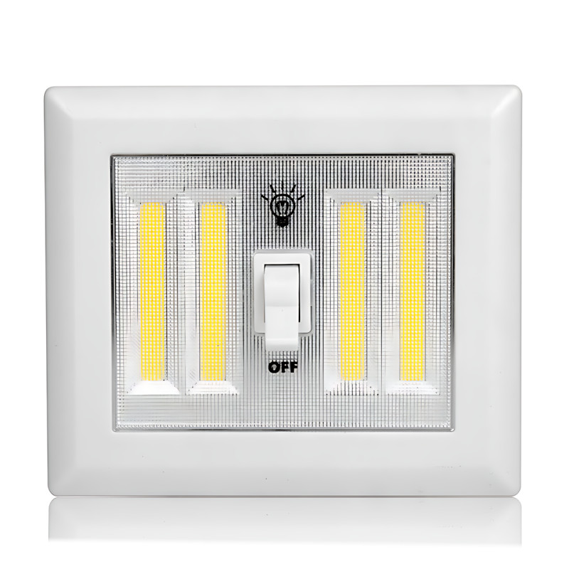 Светильник беспроводной Light Switch HY-604 с тумблером, COB LED, магнитное крепление, 9 Вт, на батарейках AAA, переносной, белый фото - 2