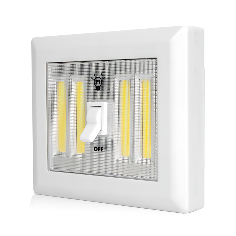 Светильник беспроводной Light Switch HY-604 с тумблером, COB LED, магнитное крепление, 9 Вт, на батарейках AAA, переносной, белый фото - 4