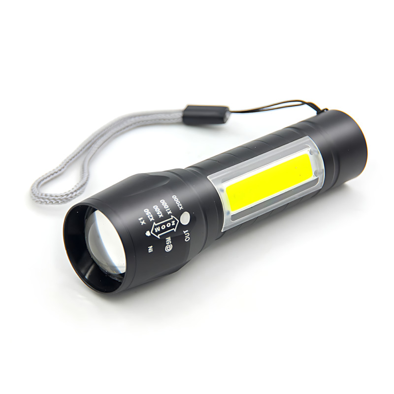 Фонарь тактический ручной аккумуляторный BL-511, USB с 3 режимами света и боковыми диодами CОВ фото - 2