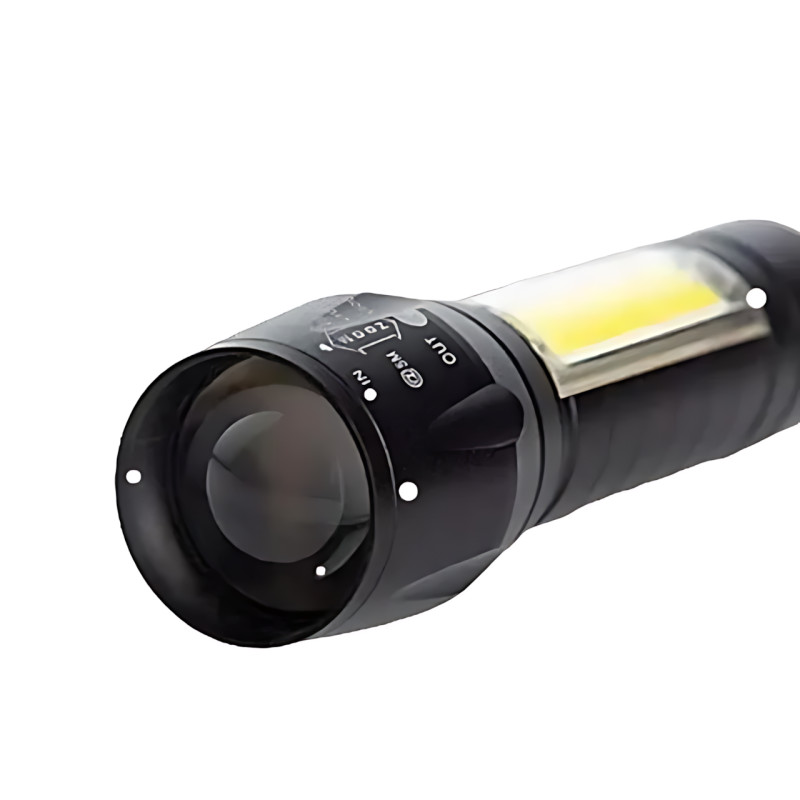 Фонарь тактический ручной аккумуляторный BL-511, USB с 3 режимами света и боковыми диодами CОВ фото - 5